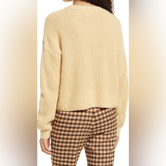 BP. Cleo Crop Crewneck Sweater in Tan Boulder size medium - Picture 4 of 8
